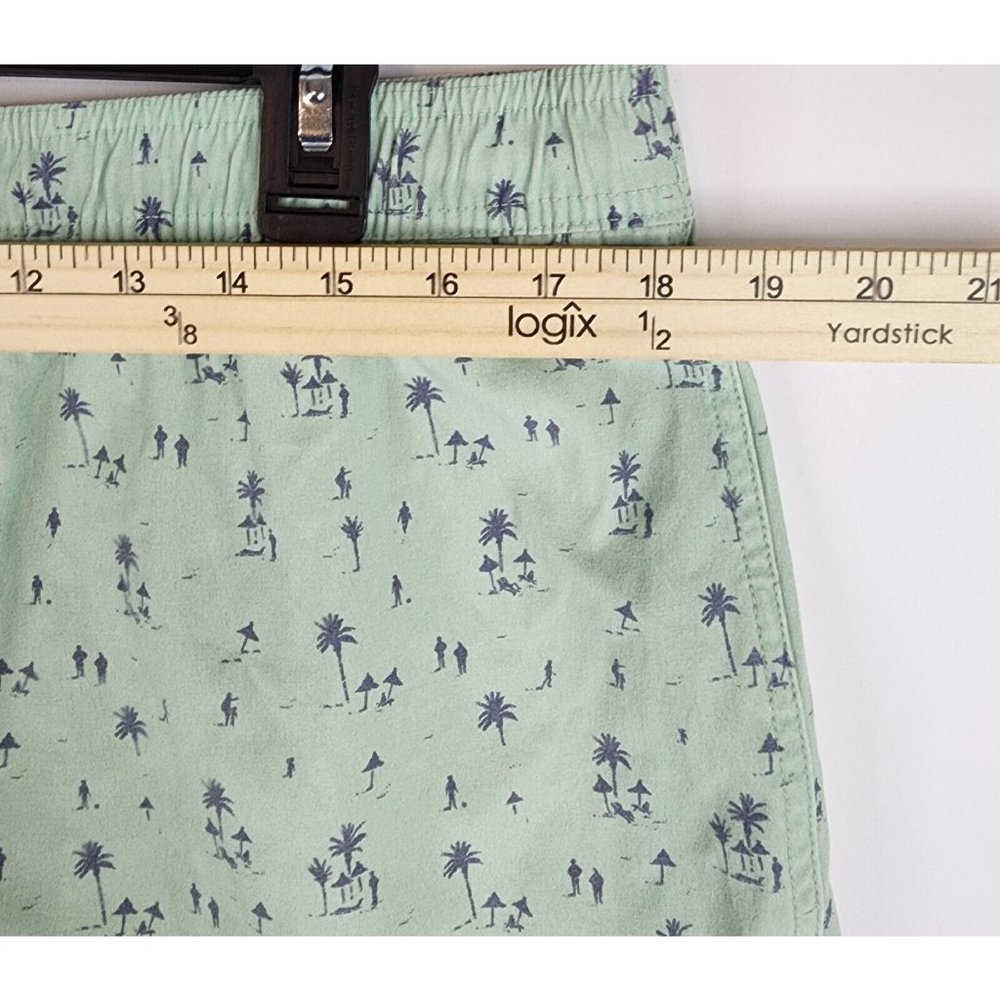 Marine Layer Shorts Mens Large Teal Beach Hawaiian Style Drawstring Swim Trunks - Picture 4 of 13